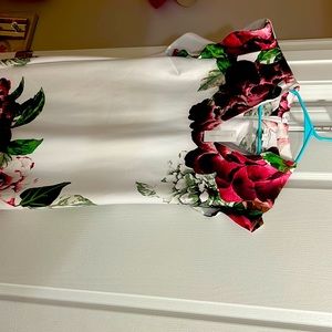 White dress with red flowers